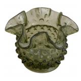 Hobnail Glass Vase w/ ruffled rim - 3" Tall