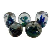 5 Murano Style Glass Paperweights