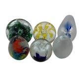 6 Murano Style Glass Paperweights