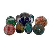 7 Vintage Murano Style Glass Paperweights