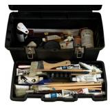 Plastic Toolbox w/ Acrylic Paints & Brushes