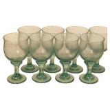 8 Vintage Green Goblets - 7"