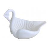 Vintage Milk Glass Swan Candy Dish - 4.5 x 6.5 x 4