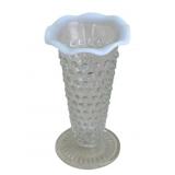 Hobnail Bud Vase w/ Opalescent Ruffled Rim