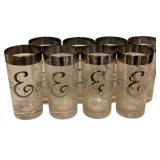 8 Vintage Culver "E" Monogrammed Highball Glasses