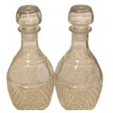 2 Vintage Diamond-Cut Glass Decanters