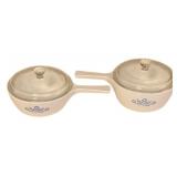2 Corning Ware "Cornflower" Sauce Pans w/ lids
