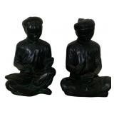 2 Pc Plaster Oriental Statues - 9 Inches Tall
