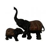 2 Pc Elephant Statues - 10 and 4 Inches Tall
