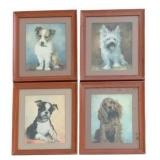 4 Framed Dog Prints - 14 x 11.5