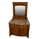 Marble-Top Washstand w/ Mirror 65"x36"x20"
