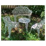 4 Cast Iron Outdoor Set Table Chairs Bench