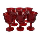 8 Vintage Ruby Red Goblets 6.25"x4"