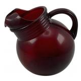 Red Glass Ball Pitcher 6.5"x7"x6"