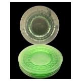 8 Uranium Glass Plates 8.25" Round