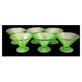 6 Uranium Glass Dessert Cups 3"x4"