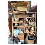 Assorted Items on Shelf & Floor in Front of Shelf