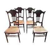 4 Vintage Cane Seat Chairs w/ lyre Back Design