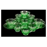 Uranium Glass Cups & Saucers