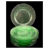 12 Uranium Glass Plates 7.5"