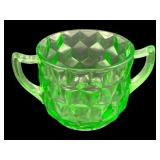 Uranium Green Glass sugar bowl 3"x5.5"