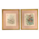 2 Framed Floral Prints 22"x18"