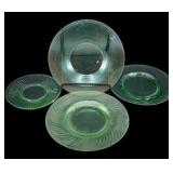4 Uranium Green Glass Plates