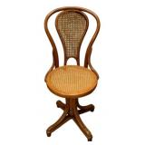 Antique Bentwood Cane Swivel Chair - as is