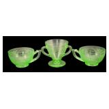 3 Uranium Glass Cups