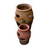 2 Terra Cotta Strawberry Planters