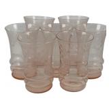 7 Pink Glass Tumblers -4.75" Tall