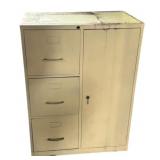Metal Storage Cabinet w/ 3 File Drawers & contents