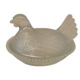 Glass Hen on Nest 5.5"x7"x5.5"