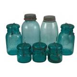 7 Ball Mason Jars 4", 8", 10" tall