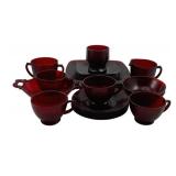 22pcs. Ruby Red Glass Items
