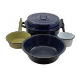 4 Enamelware Pots