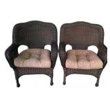 2 Wicker Chairs w/ cushions 34"x29"x29"