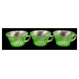 3 Uranium Glass Cups 2"x4"