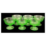 6 Uranium Glass Goblets