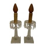 2 Crystal Candlestick Lamps 16" tall