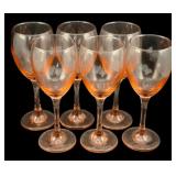 6 Pink Depression Glass Wine Glasses