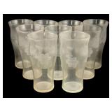 9 Etched Glass Tumblers 5.5"x2.75"