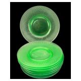 8 Uranium Glass Plates 10"