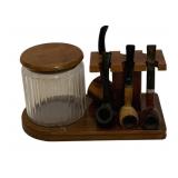 Tobacco Stand w/ Jar & 4 Pipes 6"x10"x5.5"