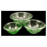 3  Anchor Hocking Uranium Glass Bowls