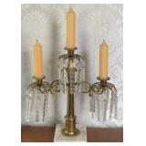 Vintage Brass Candelabra featuring Crystal Prisms