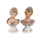 2 Occupied Japan Head Statues 7" Tall