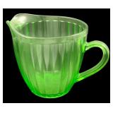 Uranium Glass Pitcher 5.5"x7.25"x5"