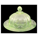 Uranium Glass Cheese Dish w/Lid 5"x6.5"