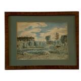 Signed Watercolor Landscape 15"x12.25"